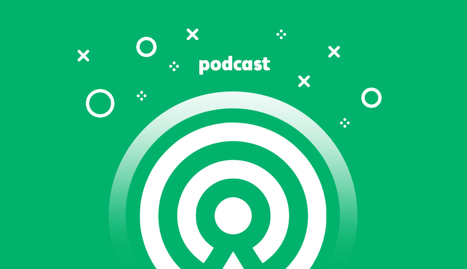 podcast icon with circular waves on green background