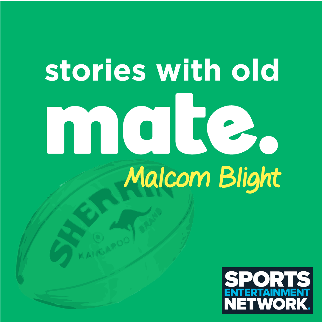 text highlighting podcast title with sports brand logo in corner.