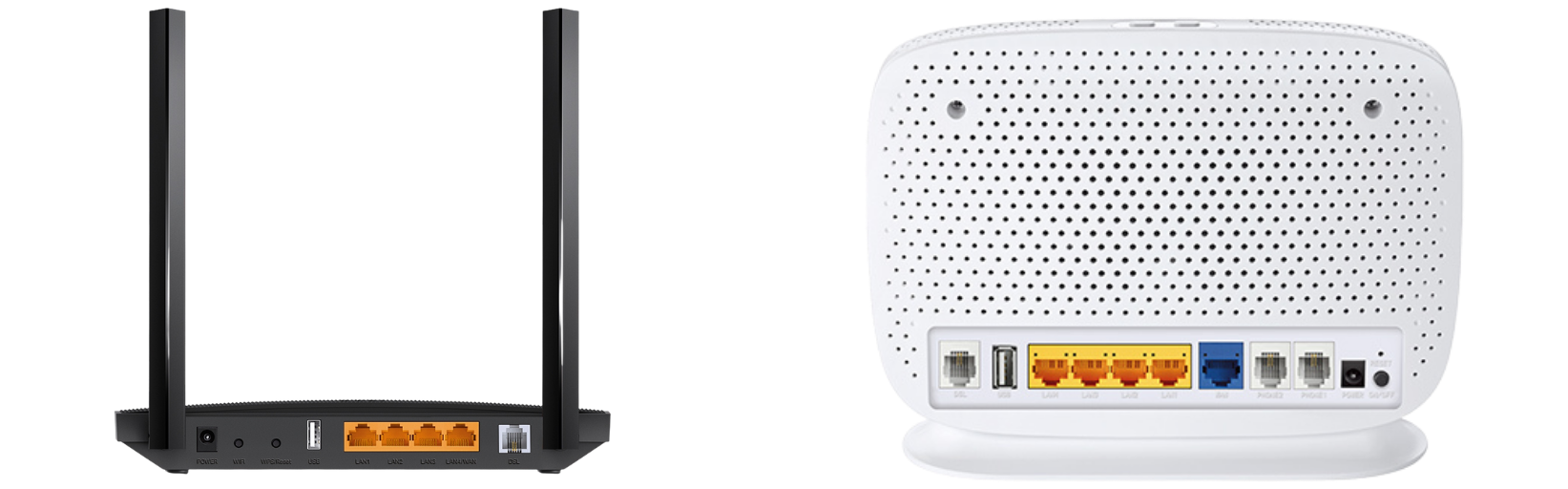 Rear of the MATE TP-Link modem/routers - VR400 and VR1600v