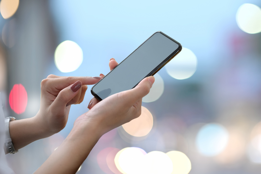 Holding a smartphone