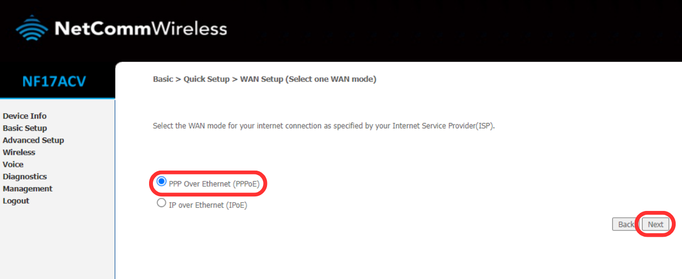 Netcomm Nf17acv Modem Router Pppoe Eth Wan Configuration