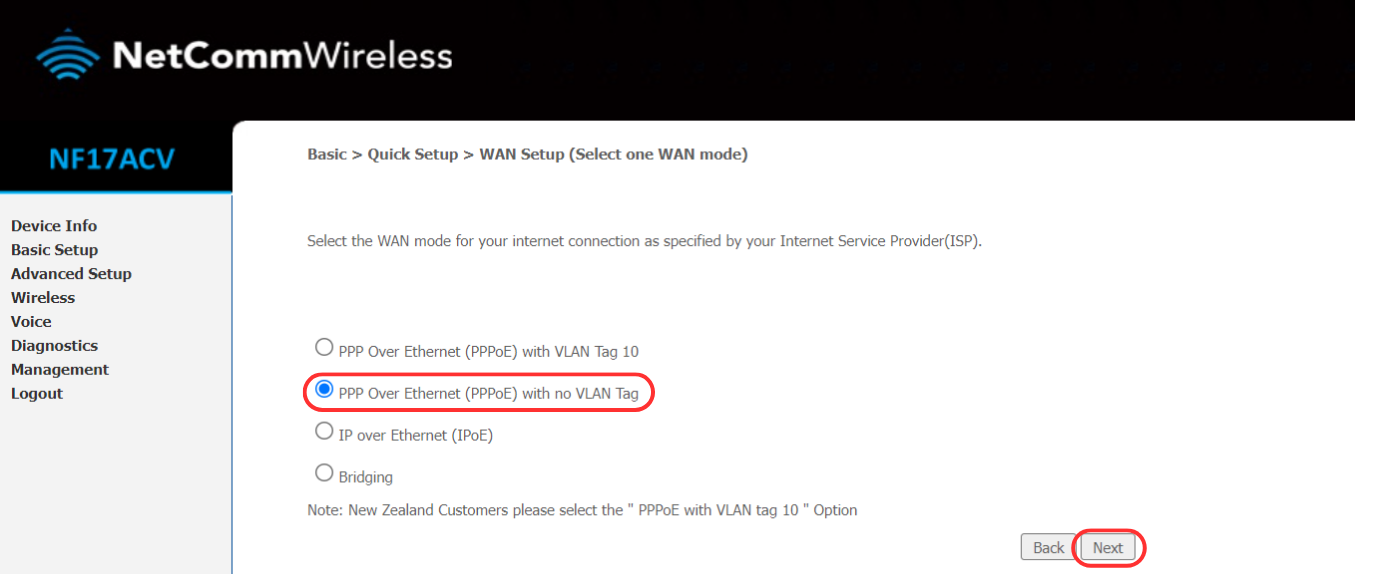 Netcomm Nf17acv Modem Router Vdsl Wan Setup Pppoe