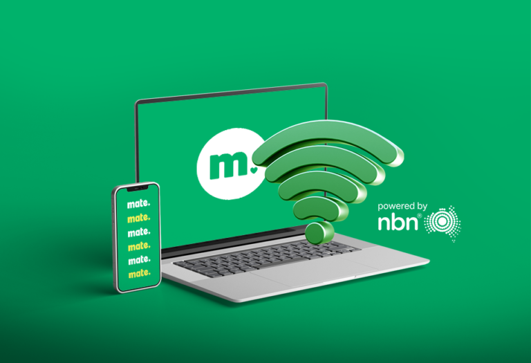 phone and laptop displaying mate app with nbn connectivity