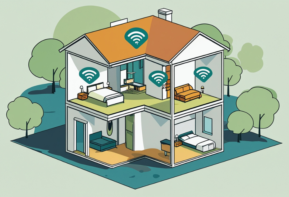 Two-storey house showing strong Wi-Fi signals in every room