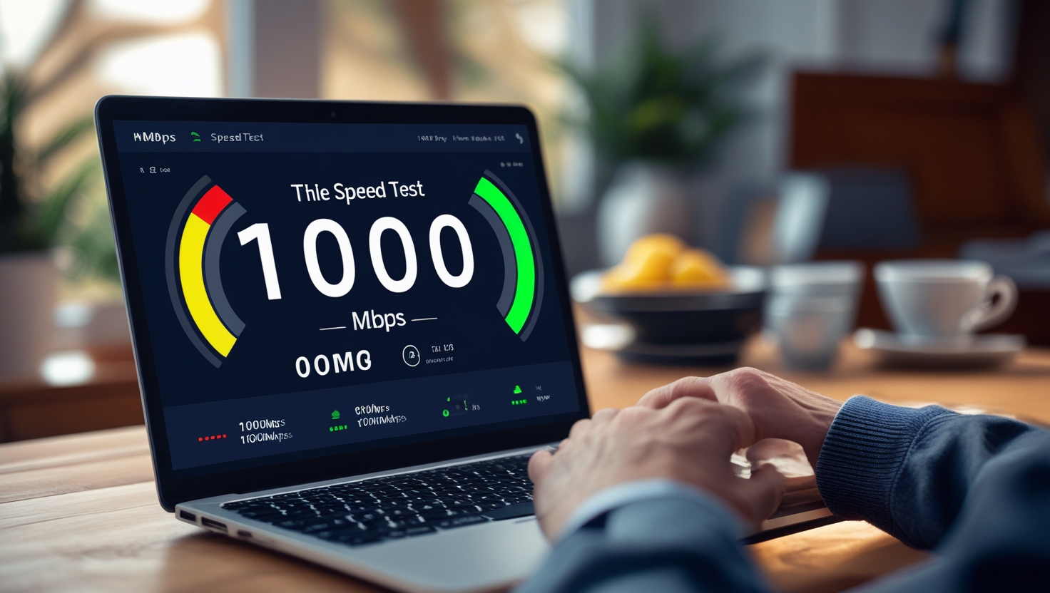 A Laptop Running A Speed Test - 1000MBps