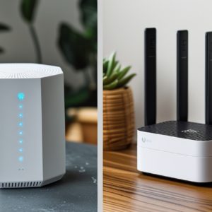Side by side of Mesh Wifi vs standard router