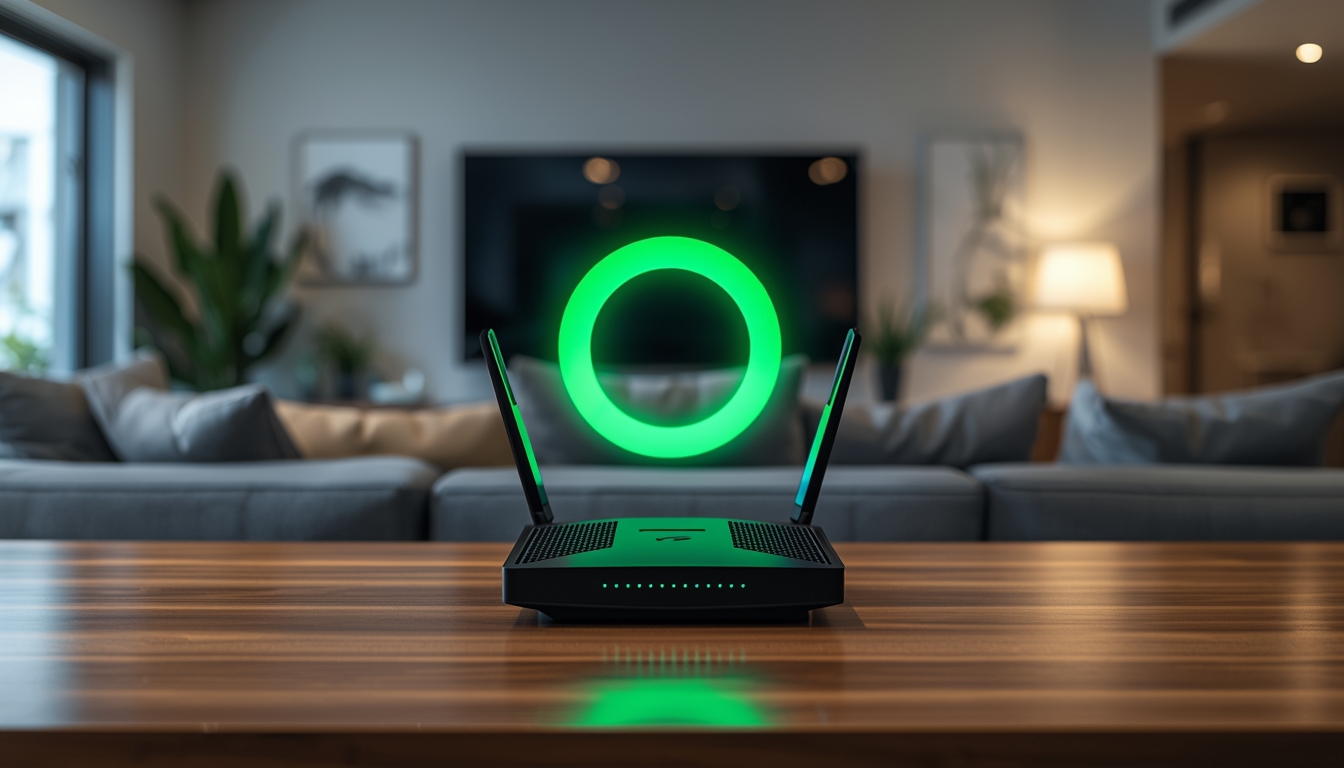 Modern Australian Loungeroom At The Centre On A Table Is A Very Fast Internet Router