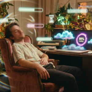 Man waiting on downloads